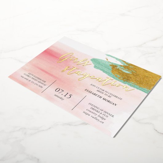 Waterverf Blush Bridal Party Folie Uitnodiging (Gedraaid)