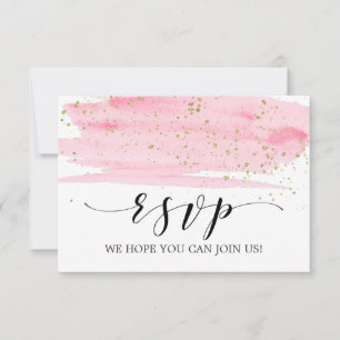 Waterverf Blush- en Gold Song Request RSVP-kaart RSVP Kaartje