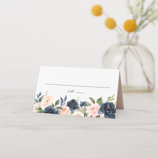 Waterverf Blush en Navy Flowers Garland Wedding (Voorkant)
