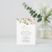 Waterverf Blush Floral Gold Foil Weddenschap - Geg Informatiekaartje (Staand voorkant)