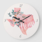 Waterverf Blush Floral Texas Rustic Pink Grote Klok (Voorkant)