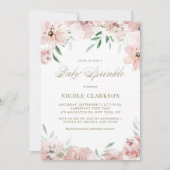 Waterverf Blush Mauve Pink Flowers Baby Kaart (Voorkant)