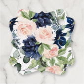 Waterverf Blush Navy Blue Rozen Dank u wel Bedankjes Labels (Achterkant)