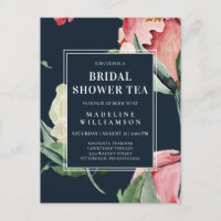 Waterverf Blush Navy Floral Vrijgezellenfeest Tea