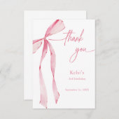 Waterverf Blush Pink Bow Bedankkaart (Voorkant / Achterkant)
