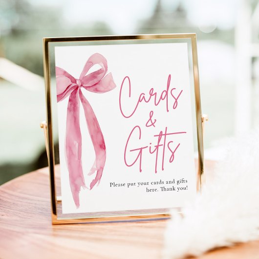 Waterverf Blush Pink Bow Kaarten en geschenken tek Poster
