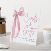 Waterverf Blush Pink Bow Kaarten en geschenken tek Reclamebord Met Voetstuk (Insitu)