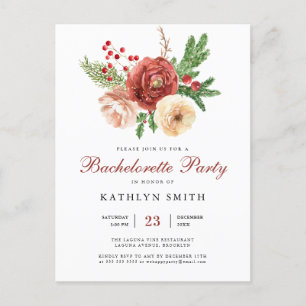 Waterverf Blush Pink Floral Bachelorette Uitnodiging Briefkaart