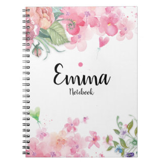 Waterverf Blush Pink Floral Boho Rozen niet Notitieboek