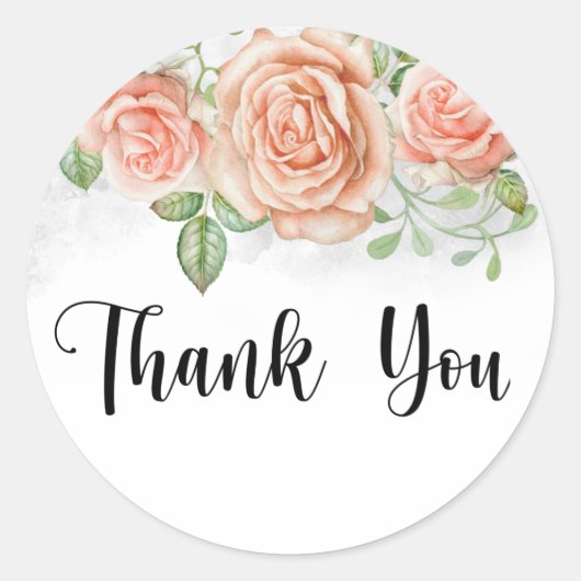 Waterverf Blush Pink Floral die u Ronde Sticker (Voorkant)