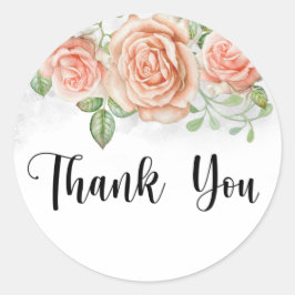 Waterverf Blush Pink Floral die u Ronde Sticker