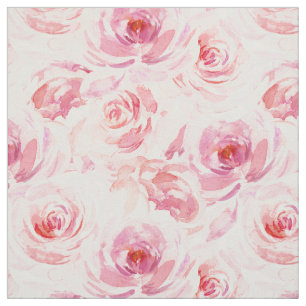 Waterverf Blush Pink Floral Roos Stof