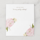 Waterverf Blush Pink Peonies Florence Place Cards (Buitenkant ongevouwen)