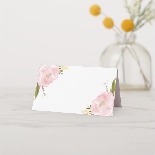 Waterverf Blush Pink Peonies Florence Place Cards (Voorkant)