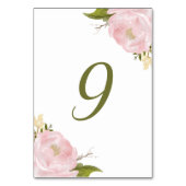 Waterverf Blush Pink Peonies Table Nummerkaart Kaart (Achterkant)