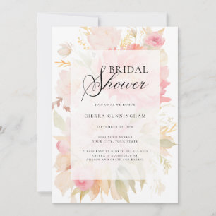Waterverf Blush Pink Peony Floral Vrijgezellenfees Kaart
