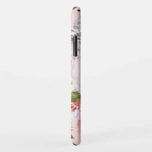 Waterverf Blush Pink Peony Roos Monogram Case-Mate iPhone Case (Achterkant/rechts)