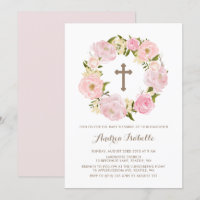 Waterverf Blush Pink Peony Wreath Baby Blessing