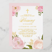 Waterverf Blush Pink Pony Floral Baby Blessing