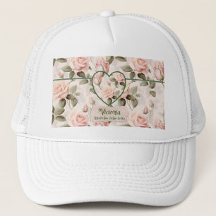 Waterverf Blush Pink Rose en Botanical Trucker Pet
