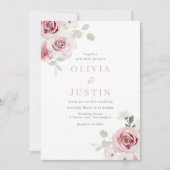 Waterverf Blush Rose Boeket Bruiloft Uitnodiging (Voorkant)
