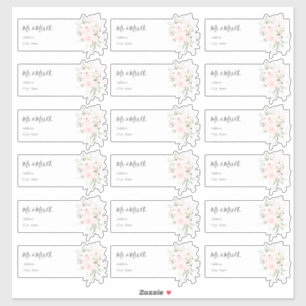 Waterverf Blush Roses Guest Adresetiketten Sticker