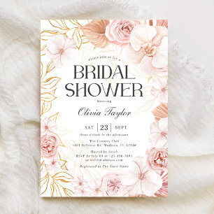 Waterverf Blush Roze Bloemen Vrijgezellenfeest Kaart