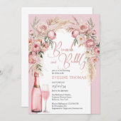 Waterverf blush roze bloementjes brunch en bubbly kaart (Voorkant / Achterkant)