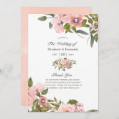 Waterverf Blush roze en Roos Gold Rozen Weddenscha Programma (Voorkant / Achterkant)