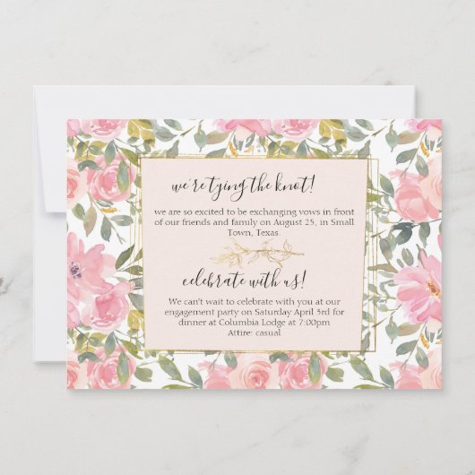 Waterverf Blush roze flesje opslaan Datum Save The Date (Achterkant)