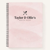  Waterverf Blush Roze Koppels Blank Recept Notitieboek (Voorkant)