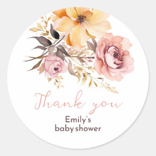 Waterverf blush roze meisje baby shower kaart ronde sticker