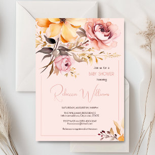 Waterverf blush roze meisje baby shower uitnodigin kaart