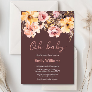 Waterverf blush roze meisje baby shower uitnodigin kaart