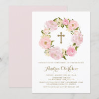 Waterverf Blush Roze Pioen Krans doopsel
