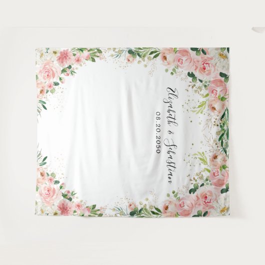 Waterverf Blush Roze Rose Bruiloft Backdrops Wandkleed (Voorkant (horizontaal))