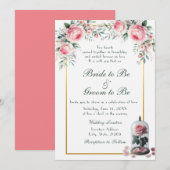 Waterverf Blush Roze Rose bruiloft uitnodiging (Voorkant / Achterkant)