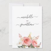 Waterverf blush roze wit mint bloemenbruiloft kaart (Achterkant)