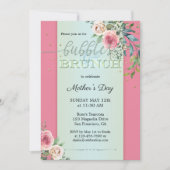 Waterverf Blush Rozen Bubbles en Brunch Kaart (Voorkant)