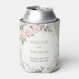 Waterverf Blush rozen eucalyptus gouden bruiloft Blikjeskoeler
