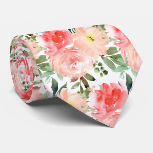 Waterverf Blush Rozen Pioenrozen Eucalyptus Stropdas