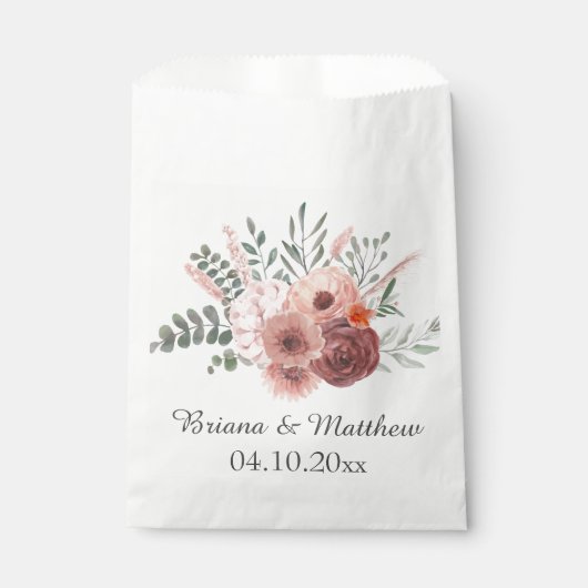 Waterverf Blush Rust Floral Wedding Bedankzakje (Voorkant)