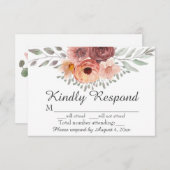 Waterverf Blush Rust Floral Wedding RSVP Kaart (Voorkant / Achterkant)