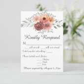 Waterverf Blush Rust Floral Wedding RSVP Kaart (Staand voorkant)