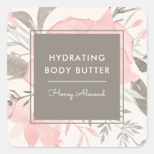 Waterverf Blush Taupe Bloemen Product Business Vierkante Sticker