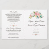 Waterverf Blush White Flowers Wedding Programme (Voorkant)