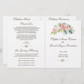 Waterverf Blush White Flowers Wedding Programme (Voorkant / Achterkant)