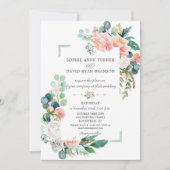 Waterverf Blush Witte Pioenrozen Frame Bruiloft Kaart (Voorkant)