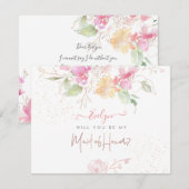 Waterverf Blushing Romance Maid of Honor Kaart (Voorkant / Achterkant)