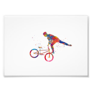 waterverf bmx-fietsrace foto afdruk